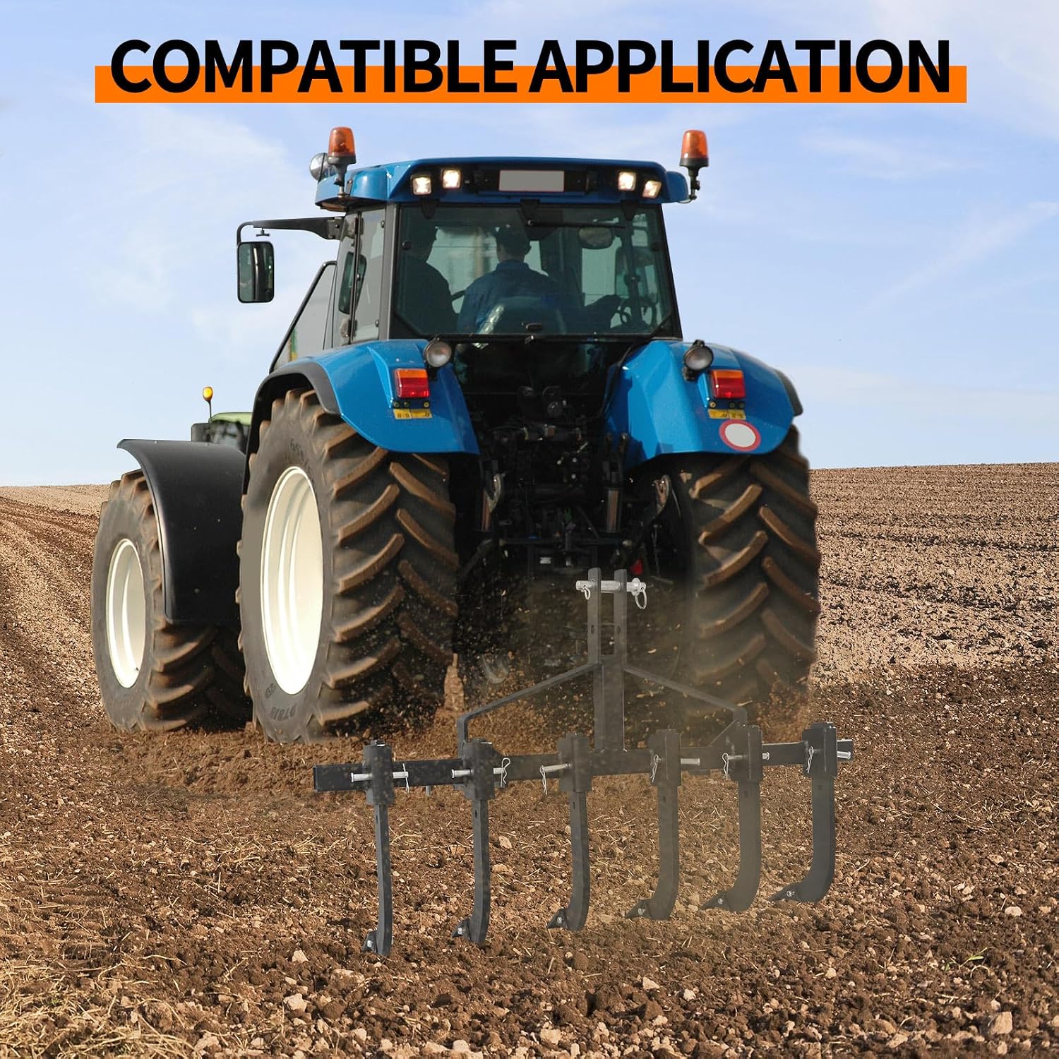 Three-Point Scarifier - 48" Width with 6 Adjustable Beveled-Edge Steel Tines. Great for Breaking Up Difficult Soil, Ripping Through Roots, & Breaking Up Clay
