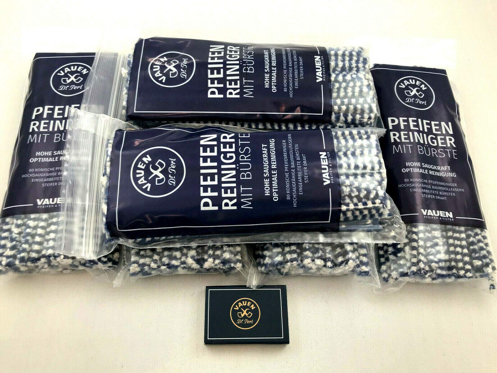 VAUEN 6 x Pfeifenreiniger mit Bürste - 80 konische Reiniger + Zündhölzer