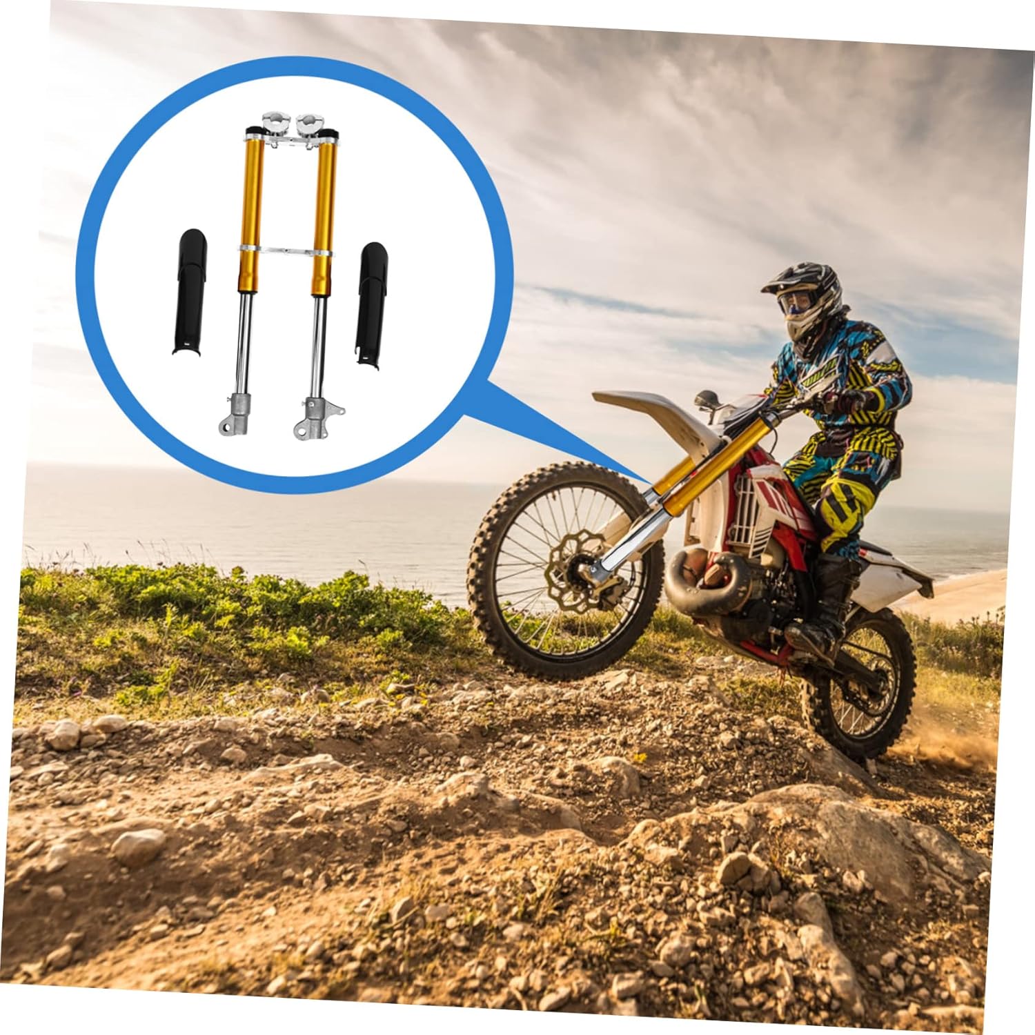 Amosfun Mini Dirt Bike Front Fork Supplies Shock Absorption Suspension Fork for Road Motorcycles Durable Easy to Install Replacement Parts