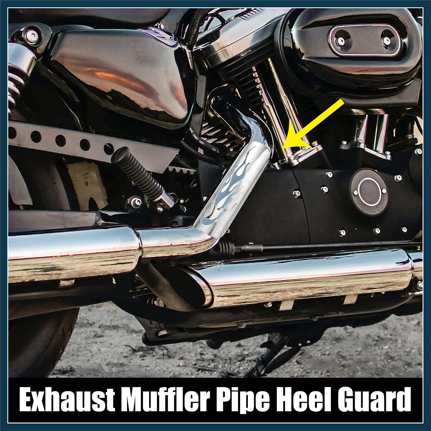 1Set Universal Motorcycle Exhaust Heat Shield Pipe Shield Exhaust Guard Muffler Protector for Harley Flame Silver Tone Automotive Parts
