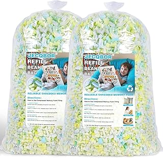 Jecqbor 10lbs Shredded Memory Foam Filling for Bean Bag Chair, Premium Beanbag Stuffing High Density Memory Foam Refill