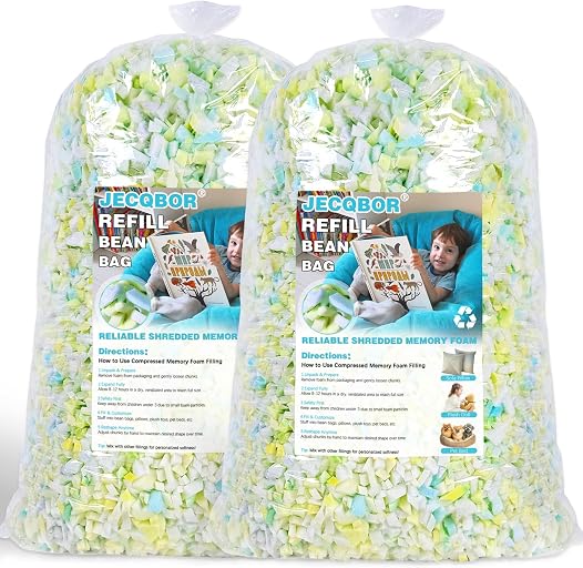 10lbs Shredded Memory Foam Filling for Bean Bag Chair, Premium Beanbag Stuffing High Density Memory Foam Refill