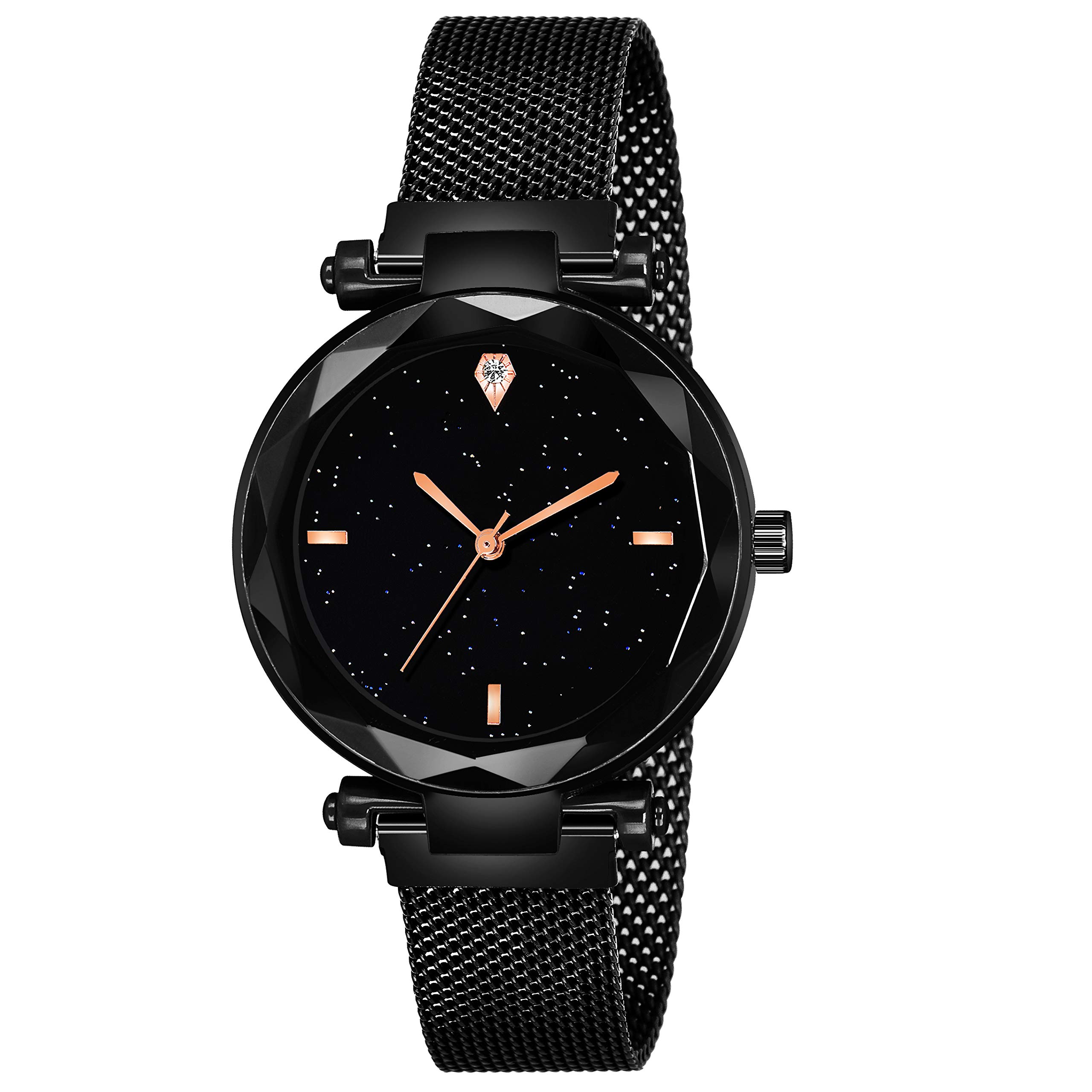 Niyati Nx Luxury Mesh Magnet Buckle Starry Sky Quartz Watches for Girls Mysterious Black Lady Analog Watch Digital Watch - for Girls (Black) (B08371QX1F) Amazon Price History, Amazon Price Tracker