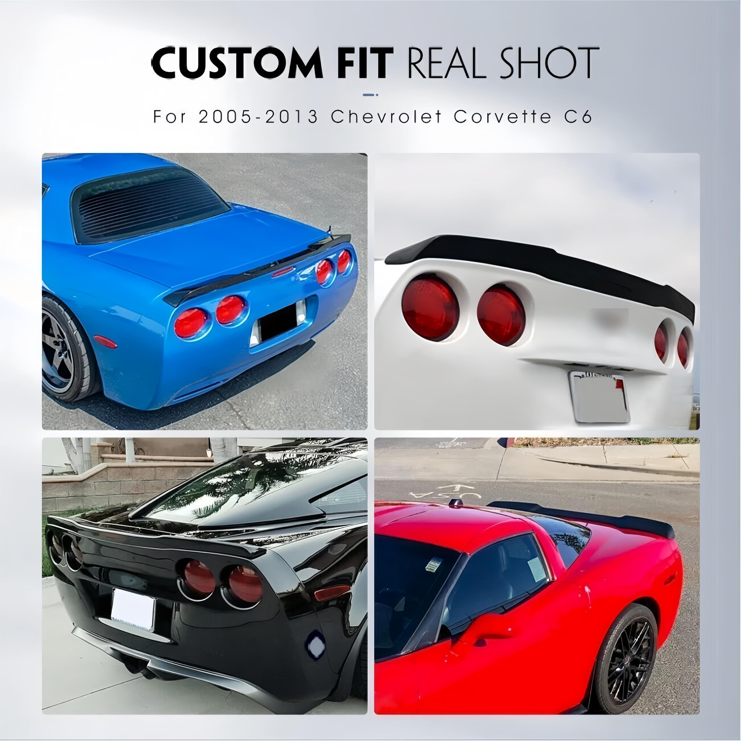 Becquet Spoiler Arrière Pour Corvette C6 - ABS Composite Noir Mat, Neuf, Fabriqué En France
