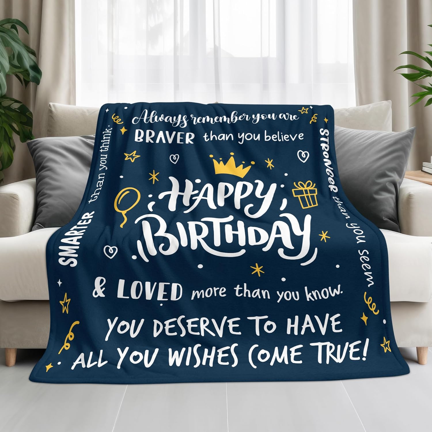 WRAPIX Happy Birthday Gifts for Women Men - Soft Fleece Throw Blanket for Couch Bed 60x80 in - 40th 50th 60th 80th Birthday Appreciation Gifts for Mom Women Her Friends Grandma