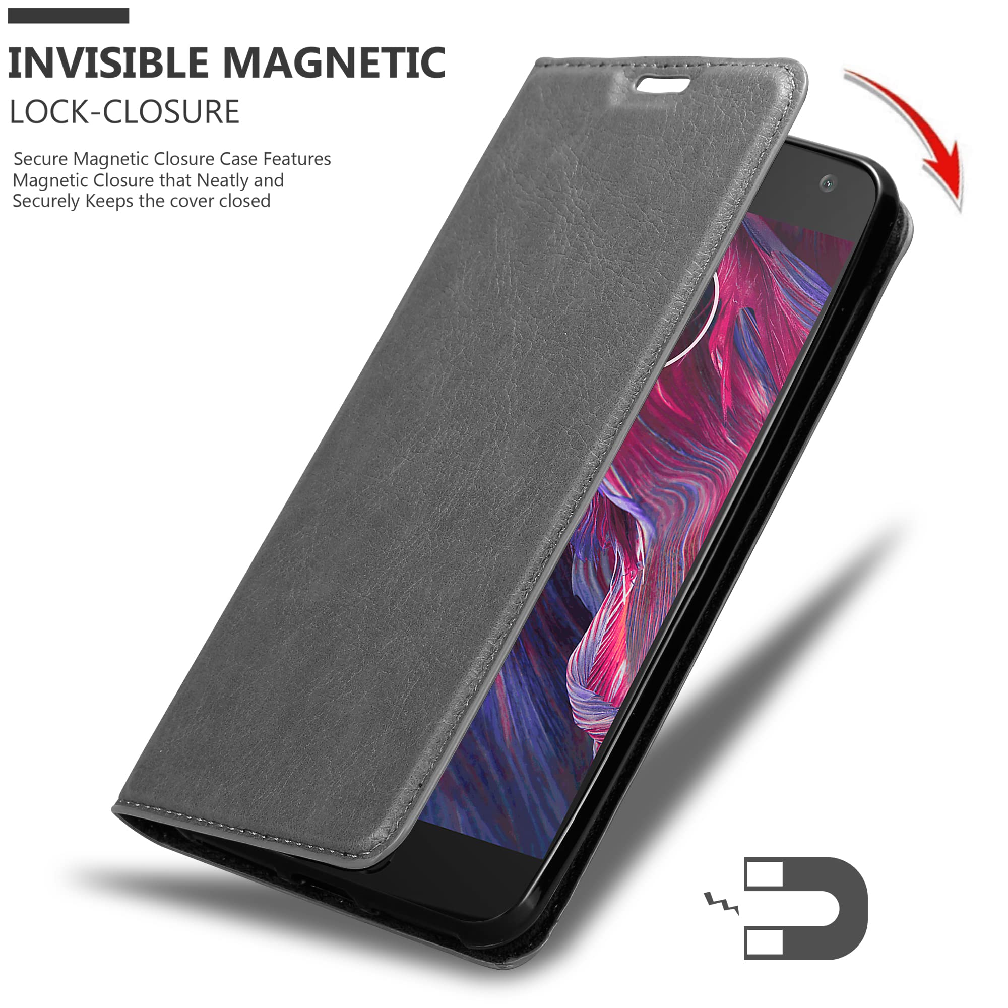 Cadorabo Custodia Libro per Motorola MOTO X4 in ROSSO MELA