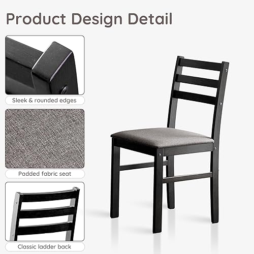 Miniatura 4 de Livinia Seattle Juego de 2 sillas modernas de estilo granja para cocina y comedor, sillas de madera maciza con respaldo de escalera y asiento