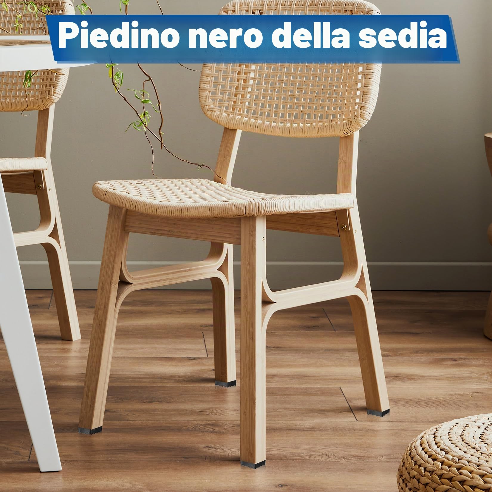 25 PzPiedini Gommini per Sedie, Piedini in Gomma per Mobili con Viti, Piedini per Sedie Antiscivolo Quadrati per Taglieri Tavoli Pavimenti da Tavolo (30 x 30 mm)