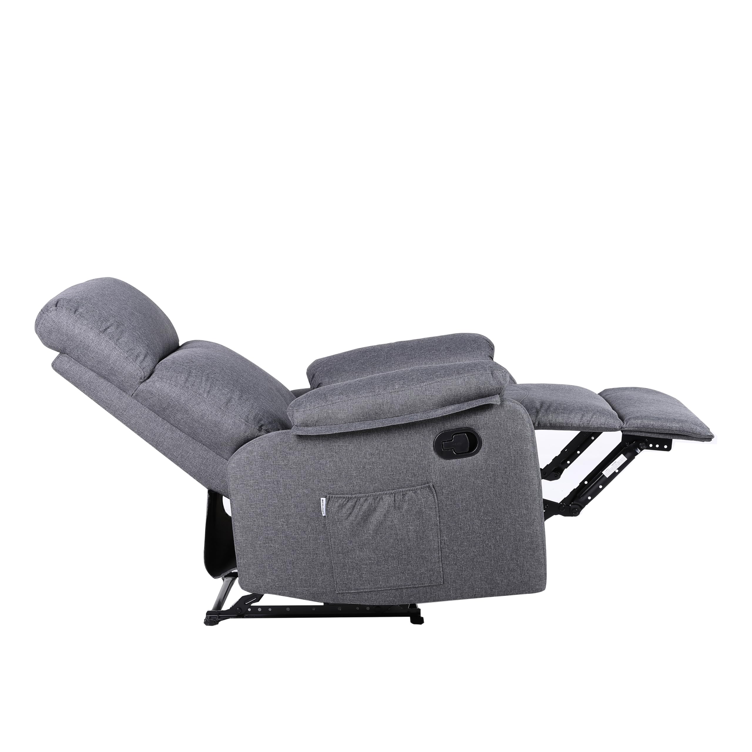 ECODE® Sillón Reclinable Manual de Tela con Calor Lumbar, Reposabrazos Lavables y USB de Carga – Comodidad para Personas Mayores en Salones o Espacios Reducidos