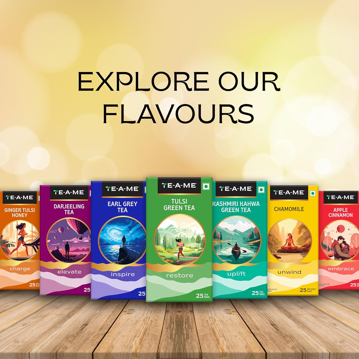 Buy Now Te-A-Me Assorted Green Tea Bags 40 Pcs,60 Gram,Kashmiri Kahw...