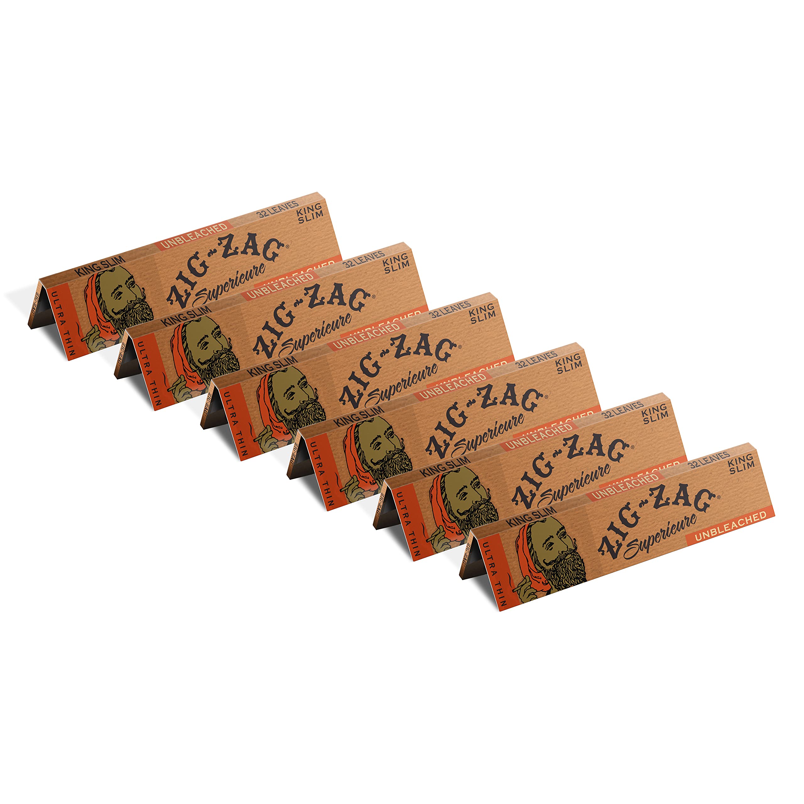 ZIG-ZAG Rolling Papers King Size Unbleached (6 Booklets) - 32 Sheets Each