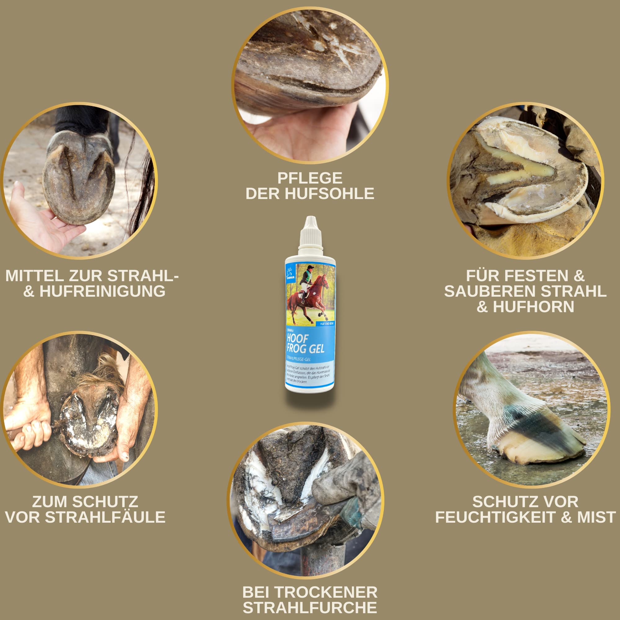 Soin de la fourchette pour chevaux I Protection de la fourchette Soin du sabot I Sabot, fourchette, semelle I Gel de fourchette I Prévention de la pourriture de la fourchette I contre l'humidité 100ml