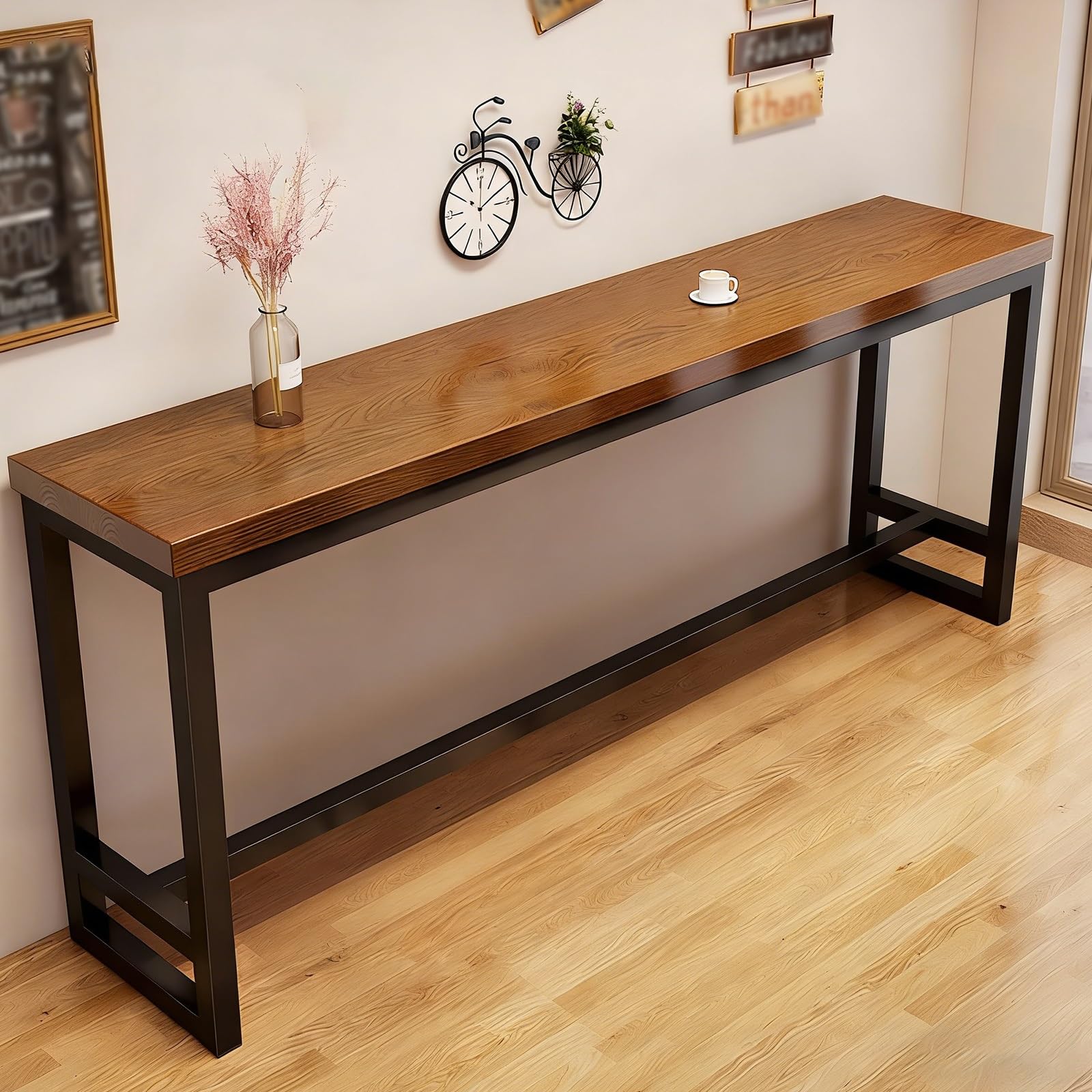 Table de bar d'extérieur, table haute de comptoir en bois massif, table de café, 5 cm d'épaisseur, table pour petits espaces