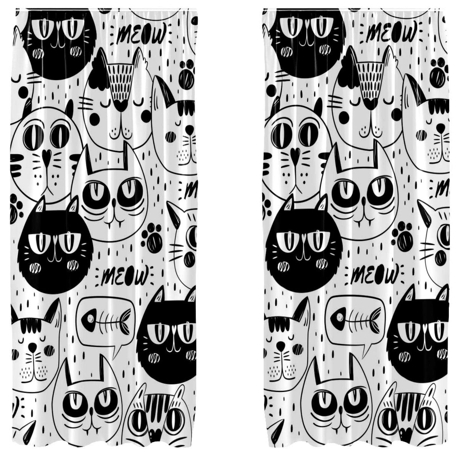 Rideaux de fenêtre occultants chat pour chambre d'enfant apaisante