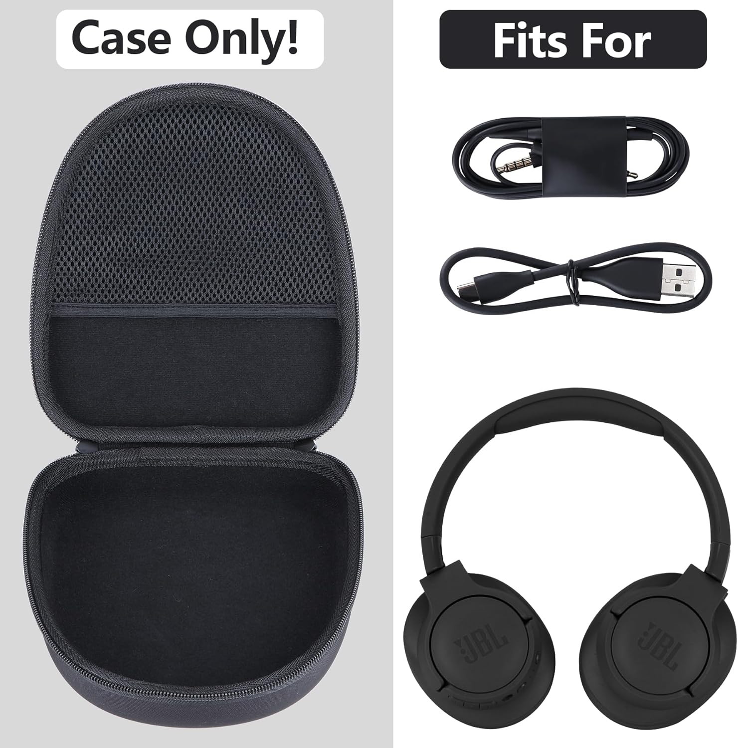 Hard Case for JBL Tune 710BT 720BT 510BT 660NC 700BT 570BT 760NC 750BTNC 660BTNC 560BT 520BT 670BT T770NC JBL Live 650BTNC 400BT 500BT 460NC Headphones (Black Case) - Image 3