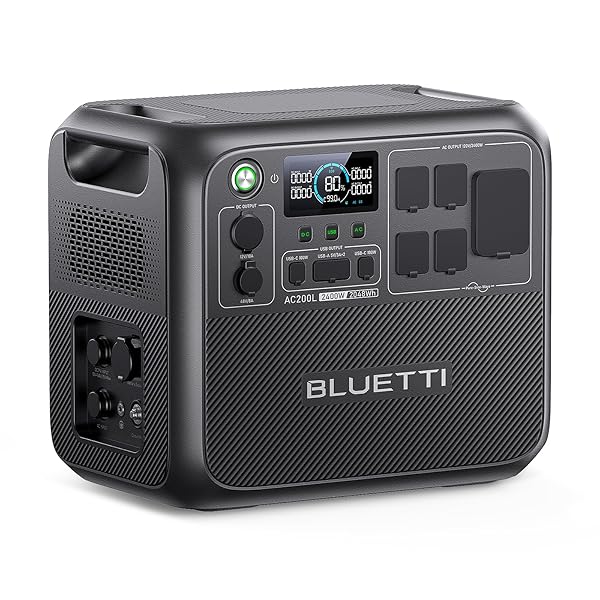 BLUETTI AC200L Portable Power Station, 2048Wh LiFePO4 Battery Backup, Expandable to 8192Wh w/ 4 2400W AC Outlets (3600W Power Lifting), 30A RV Output, Solar Generator for Camping, Home Use, Emergency