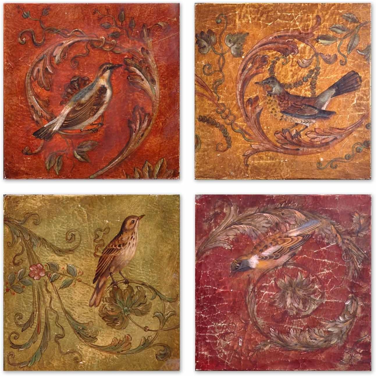 Birds Swirls I, Ii, Iii, Iv, Set of 4 by Uttermost Oil