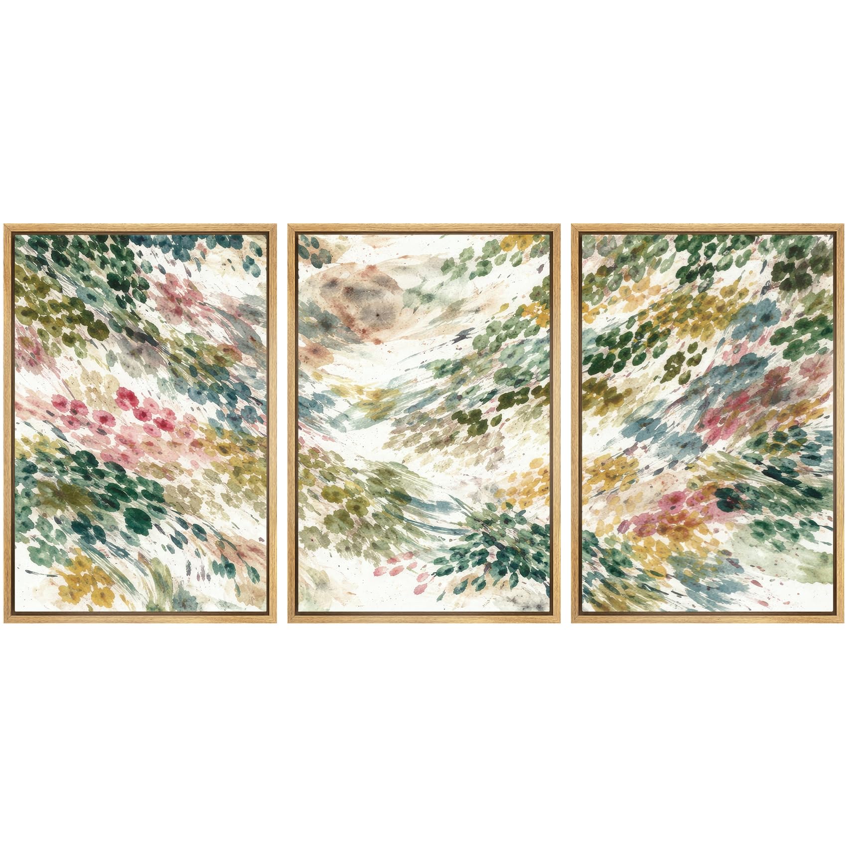 SIGNWIN Framed Canvas Print Wall Art Set Blue White Grunge Geometric Pattern Abstract Shapes Cozy Neutral Decorative Contemporary Minimal for Living Room, Bedroom, Office - 24"x36"x3 Natural — view 136