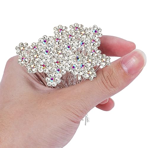 Miniatura 5 de BETITETO 40 horquillas para el cabello con flores de diamantes de imitación, accesorios para el cabello de novia en forma de U para mujeres y niñas