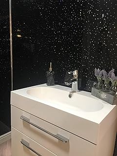 Black Sparkle 8mm Bathroom Wall Panels Plasti...,