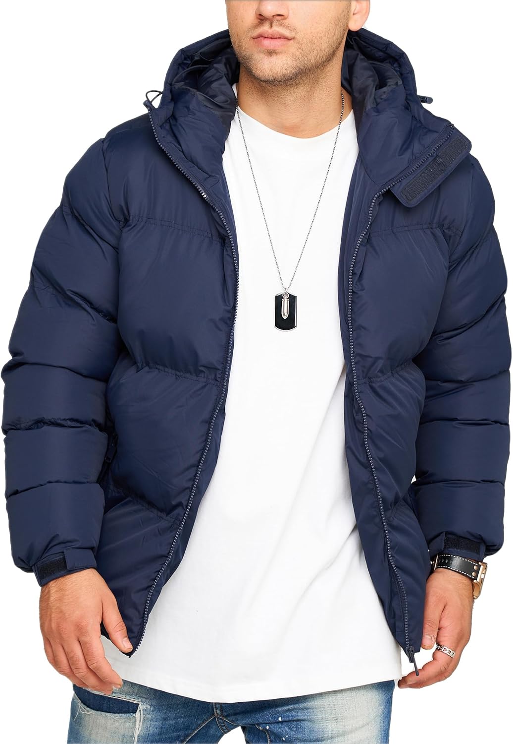 Jamron Herren Winterjacke Übergröße - Wattierte Steppjacke Mit Stehkragen & Vielen Taschen