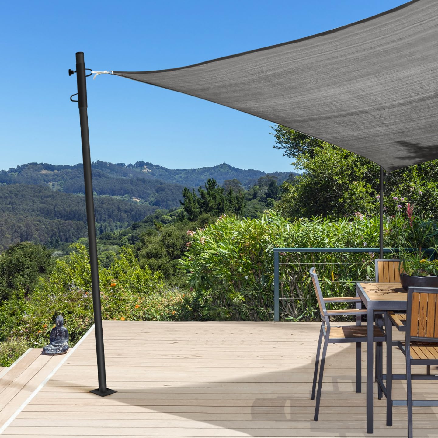 IDMarket - Lot de 2 mâts de Fixation réglables pour Voile d'ombrage H.220 CM poteaux et Bases Acier