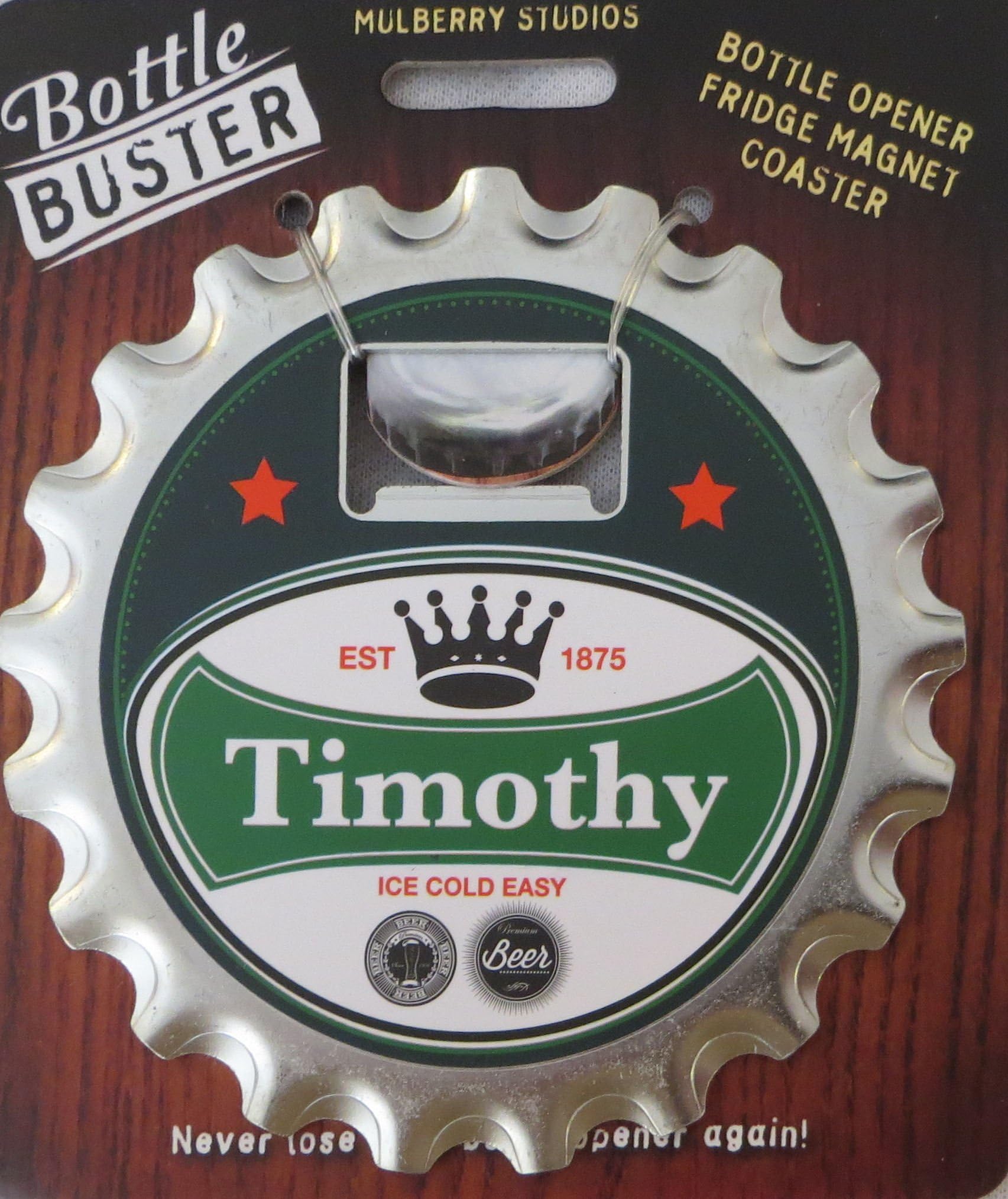 Mulberry Studio Bottle Opener Fridge Magnet Coaster All in One - Timothy