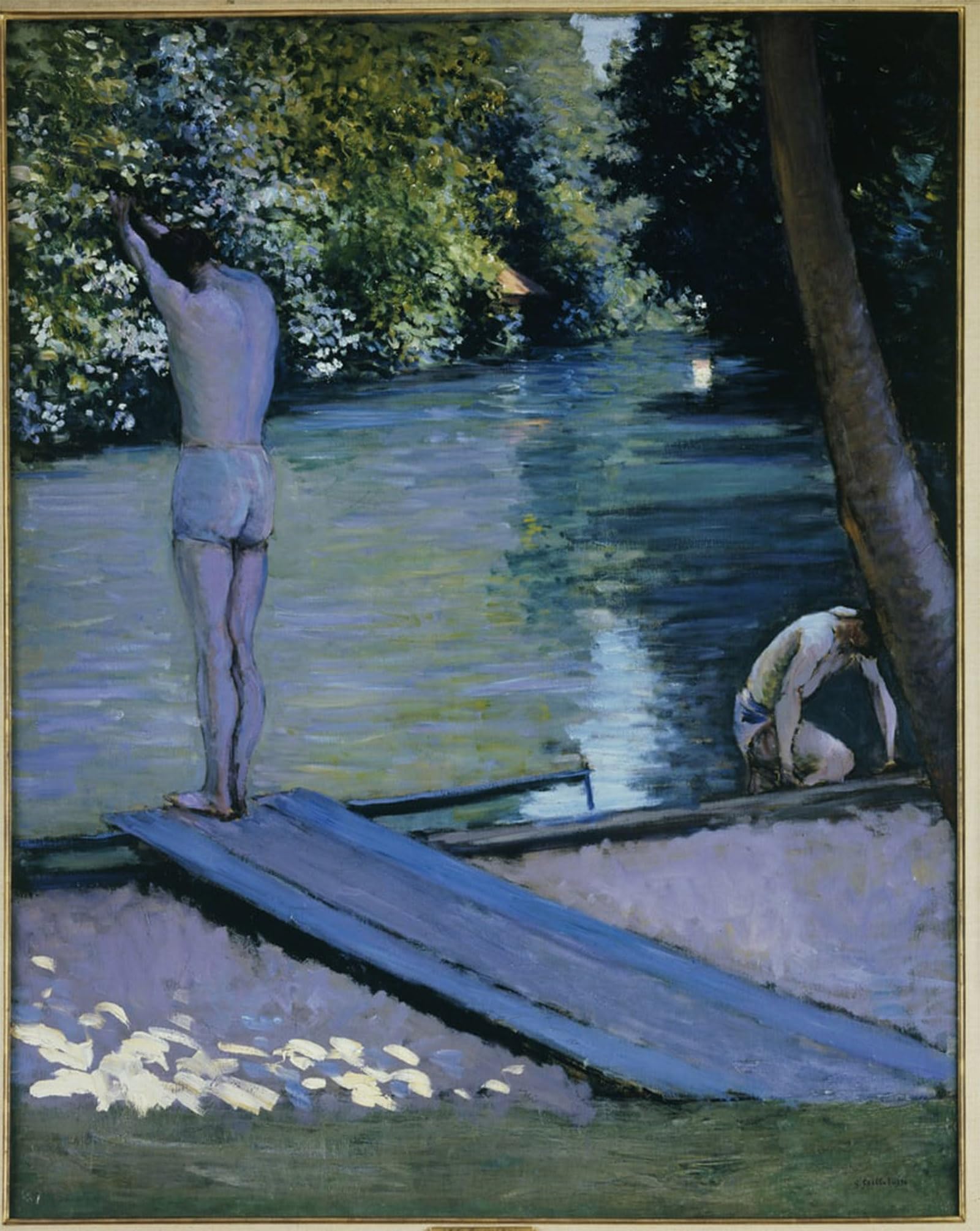 SERENDIPITP Vintage Picture Print on Canvas Wall Art Poster Bather about to plunge into the River Lyerres by Gustave Caillebotte Artwork Print Poster for Wall Decor 60x90cm