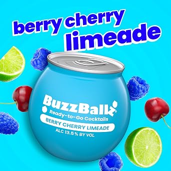 BuzzBallz Berry Cherry Limeade, Ready to Drink Cocktail,12x200ml,Party Pack
