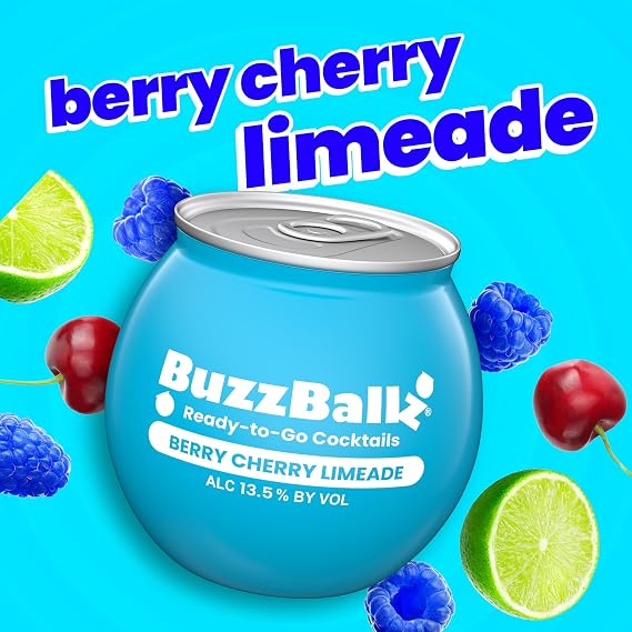 BuzzBallz Berry Cherry Limeade, Ready to Drink Cocktail,12x200ml,Party Pack