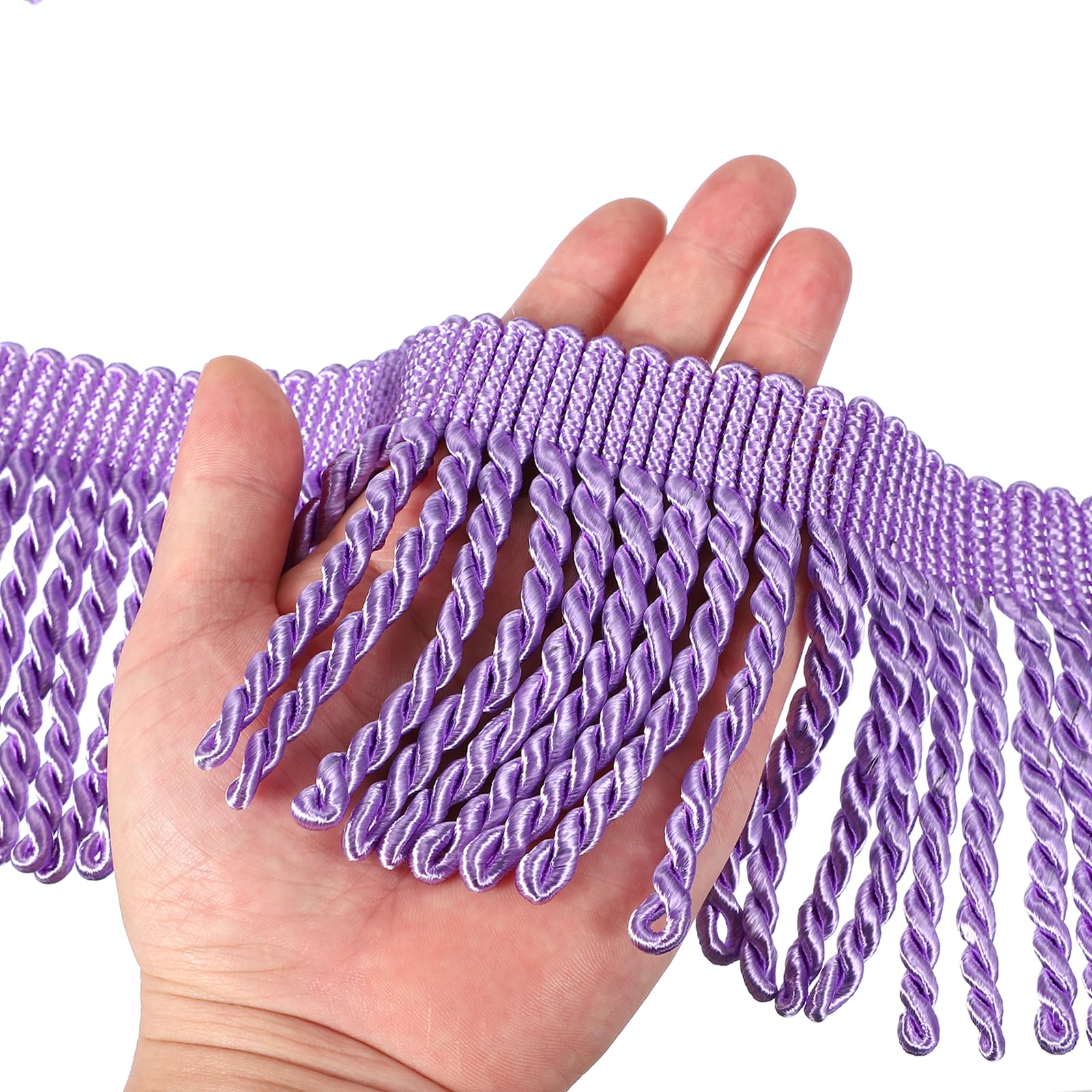 PATIKIL Cyan Blue Fringe Trim, 5 Yards x 4inch Fringe Trim Curtain Tassel Thick Long Fabric Sewing for Curtain Sofa Clothes DIY Decoration