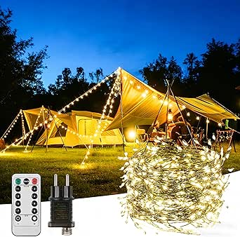 Czemo Lichterkette Außen Lichterkette Innen,20M 400er LED Lichterkette,Wasserdicht 8 Modi,mit Timer Speicherfunktion,Lichterkette mit Stecker Fernbedienung für Außen Innen Garten Weihnachten,warmweiß