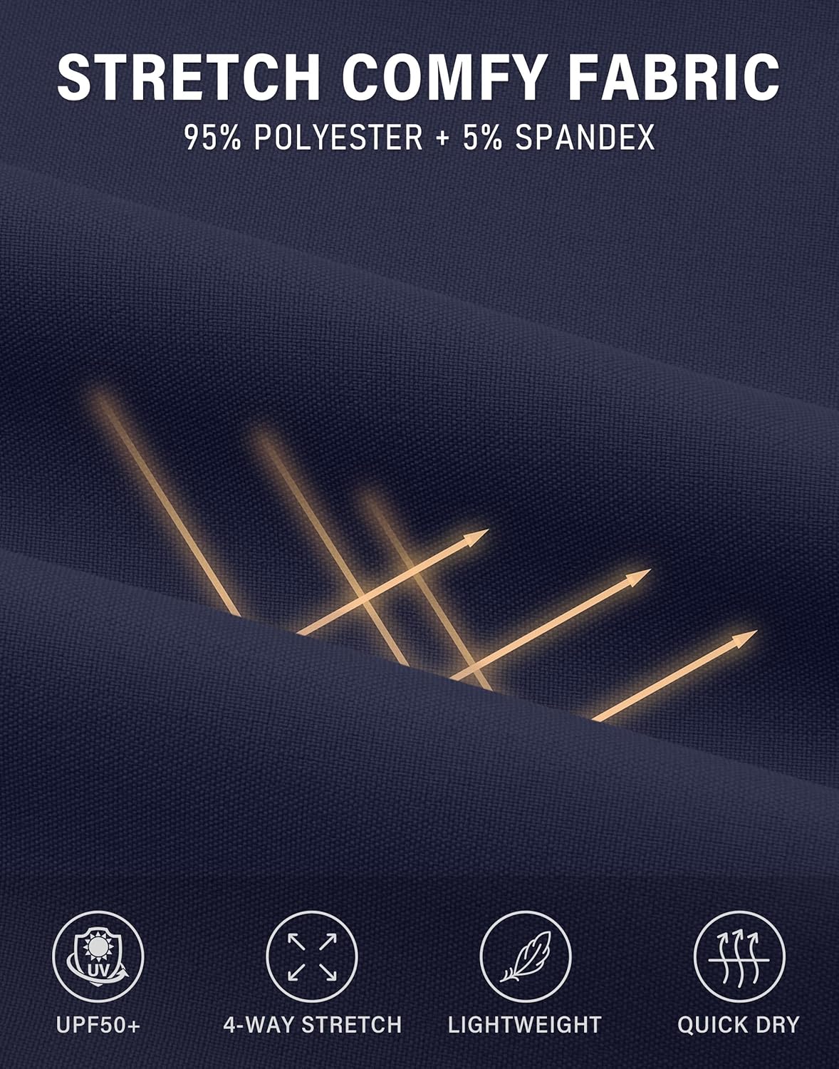 Mens Golf Dress Shorts Stretch Dry Fit 6 Pockets 9 Inch Inseam Lightweight Breathable for Hiking Casual Work - Image 4