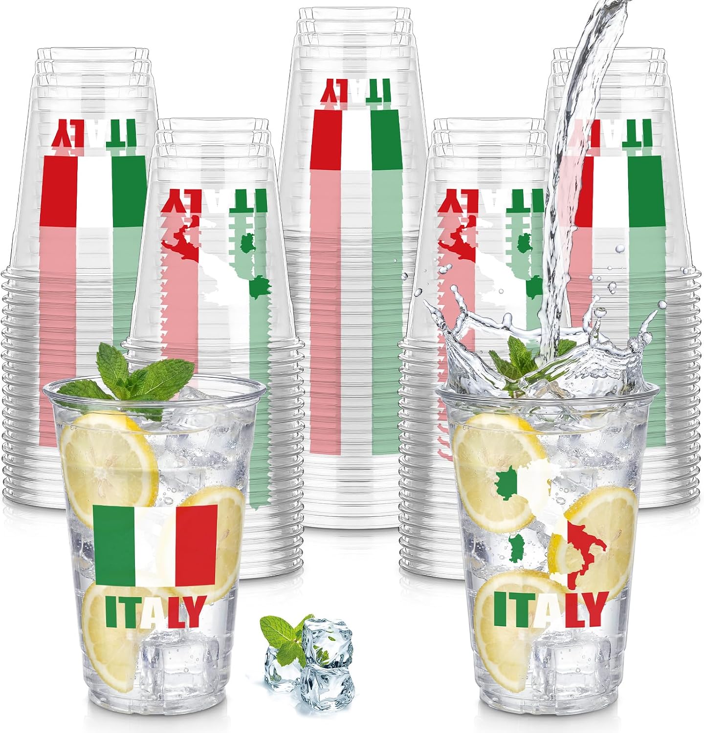 LemonRoad 50 Pcs 12 oz Italian Cups Bulk Italian Plastic Disposable Cups