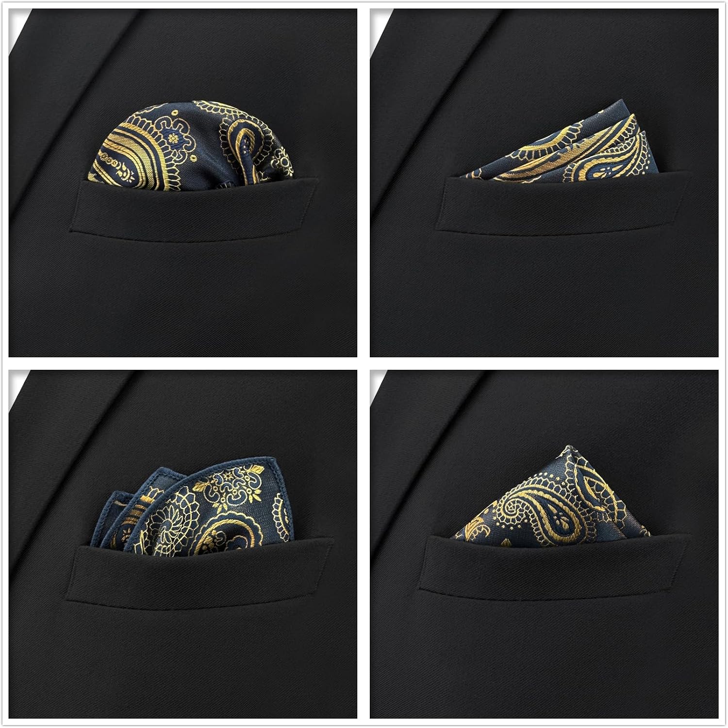 SHLAX&WING Assorted 5 Pieces Mens Silk Pocket Squares Handkerchiefs Set Lot image 5