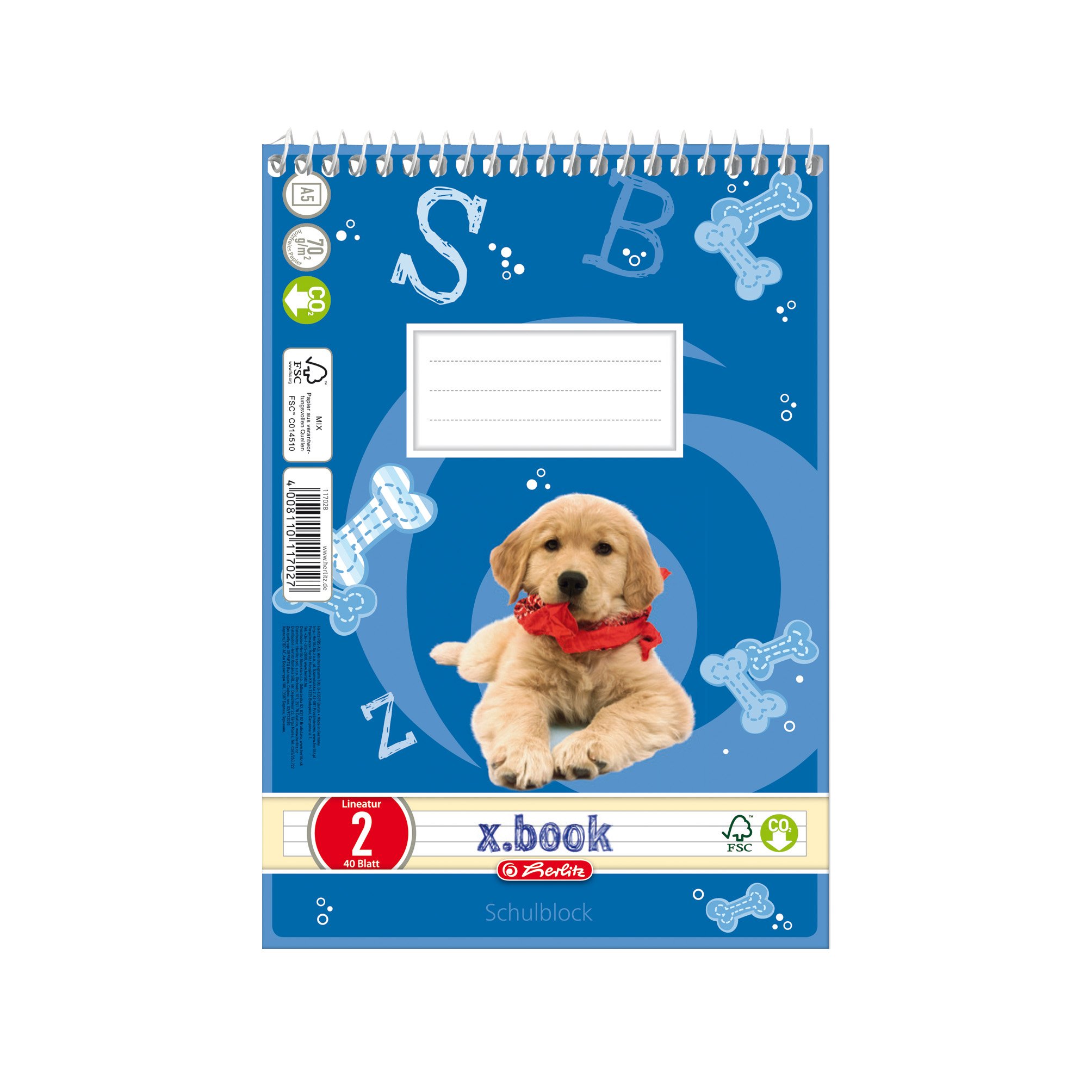 Herlitz 117028 Spiral School Notepad A5/40 Line Style 02 (Lined) FSC Mixed Pack of 10 Assorted Designs, White