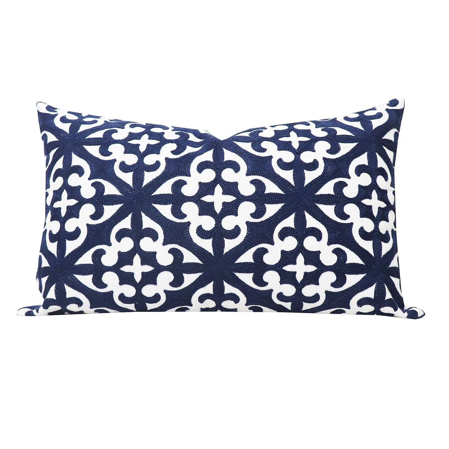 Slow Cow Embroidery Decorative Lumbar Throw Pillow Cover Rectangle Cushion Cover Pillow Case 12 x 20 Inches