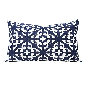 Slow Cow Embroidery Decorative Lumbar Throw Pillow Cover Rectangle Cushion Cover Pillow Case 12 x 20 Inches