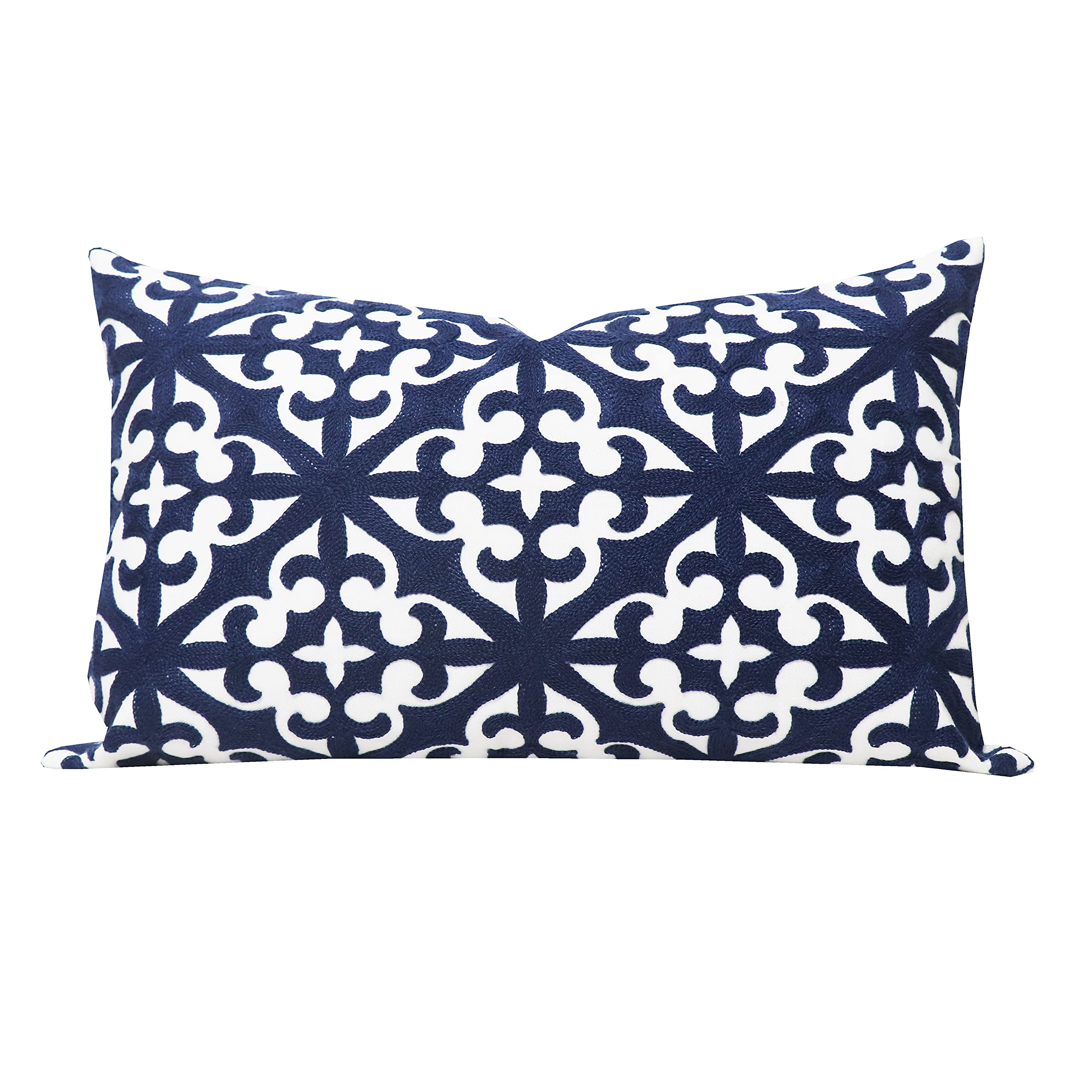 Slow Cow Embroidery Decorative Lumbar Throw Pillow Cover Rectangle Cushion Cover Pillow Case 12 x 20 Inches