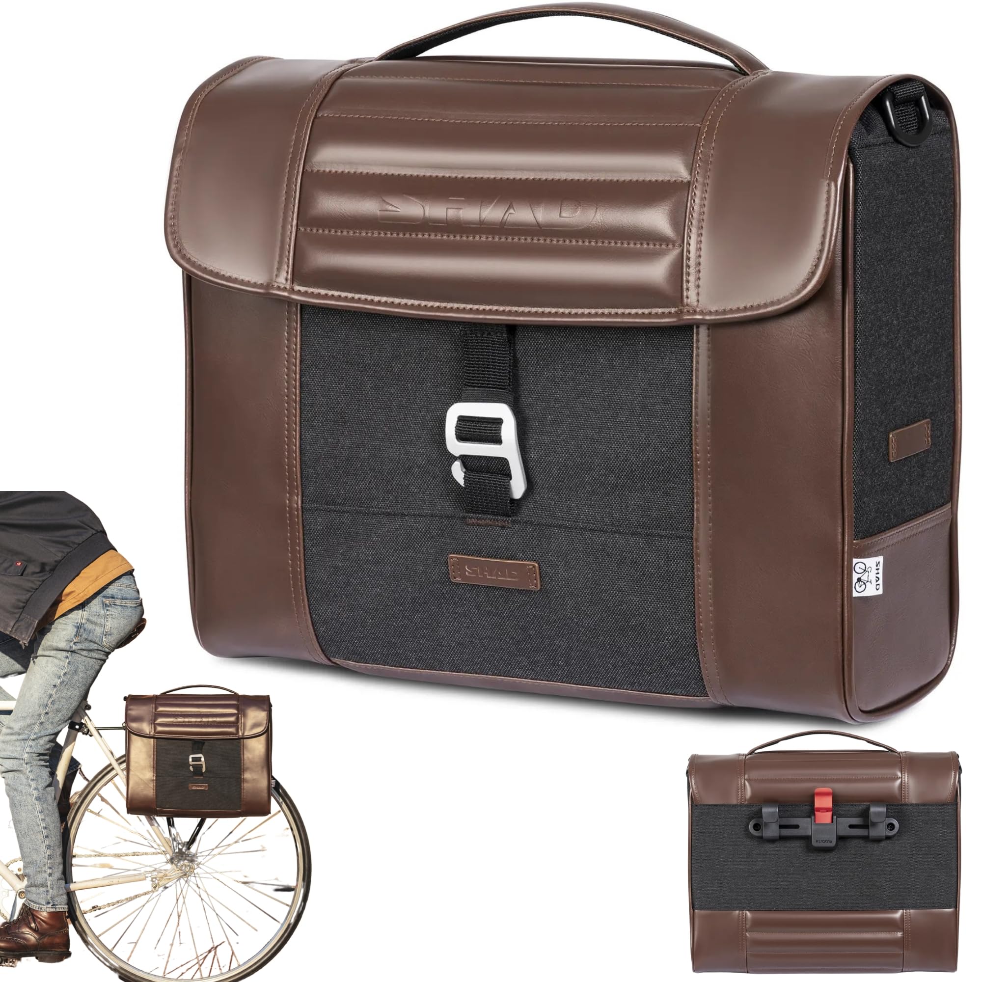 crossbike damen gepäckträger SHAD Bikes - Laptoptasche Fahrrad 16L - Retro Fahrradtasche wasserdicht - Gepolsterte Fahrradtasche für & Pendler geneesthema:Ballaststoffe Gebrannte Mandeln im Glas Size::Large (58 cm - Riders 6'0
