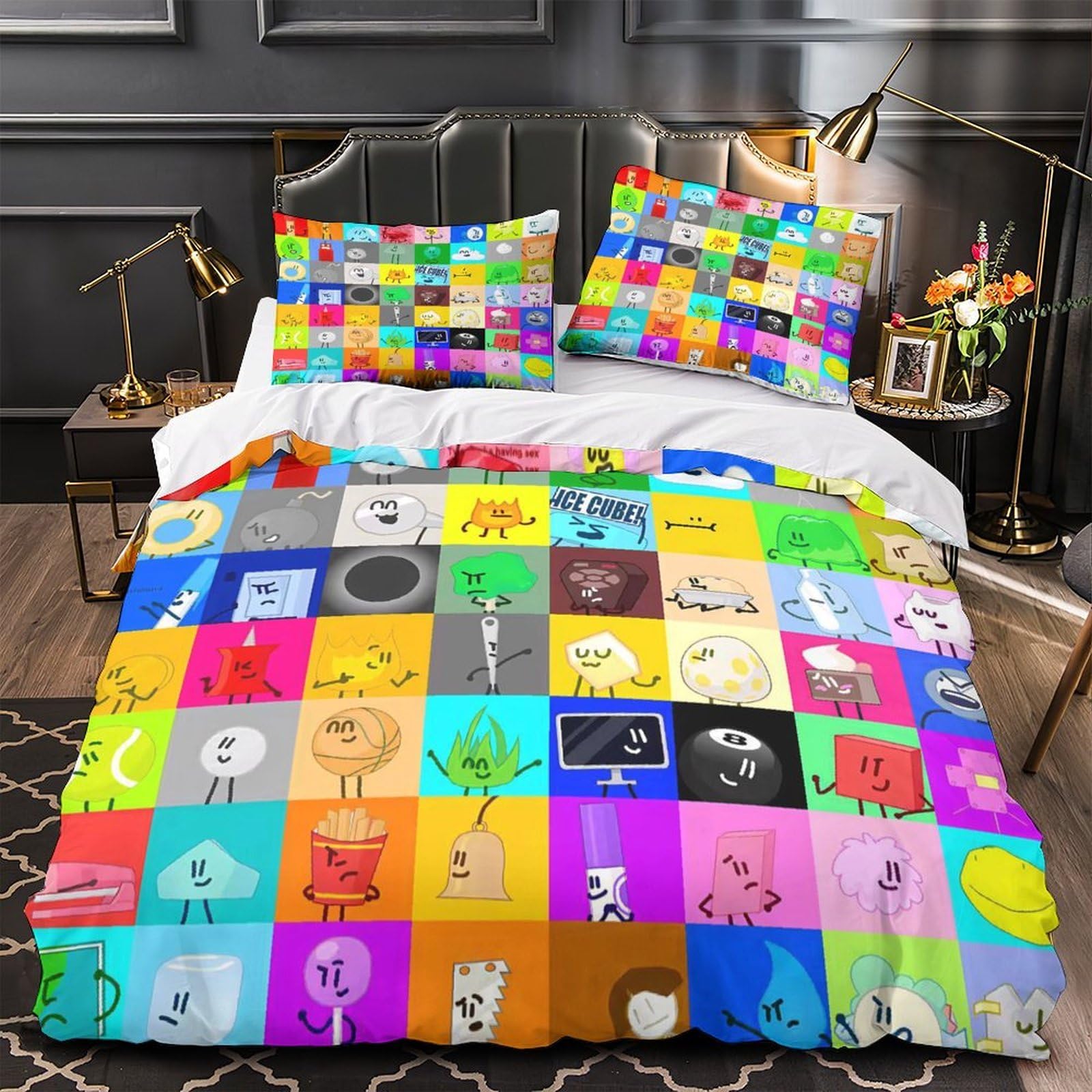 Linge de lit animé effet 3D housse couette couple single 135x200