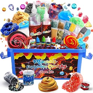 Science Exploring Slime Kit for Kids, Crunchy Slime, Stress Relief, Minerals DIY Toy, Party Favors for Girl Boys 6 7 8 9 10 11 12