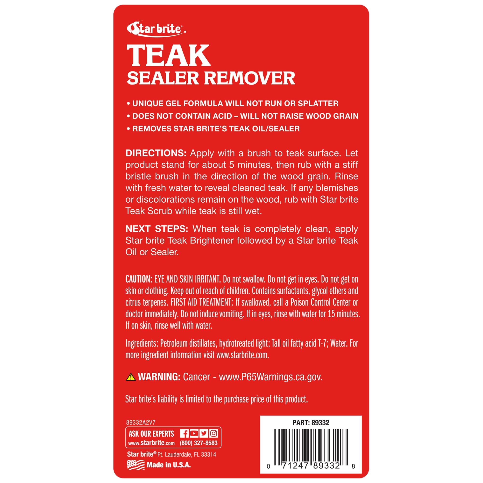 Starbrite Unique Gel Formula Teak Cleaner 32oz Bottle by Star Brite