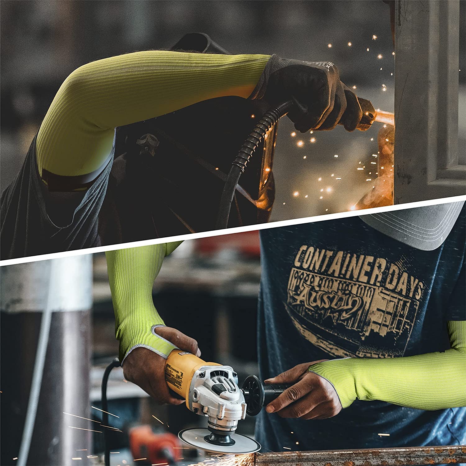 Cut Resistant Gardening Sleeves with Thumb Hole, Green, 2 Pairs