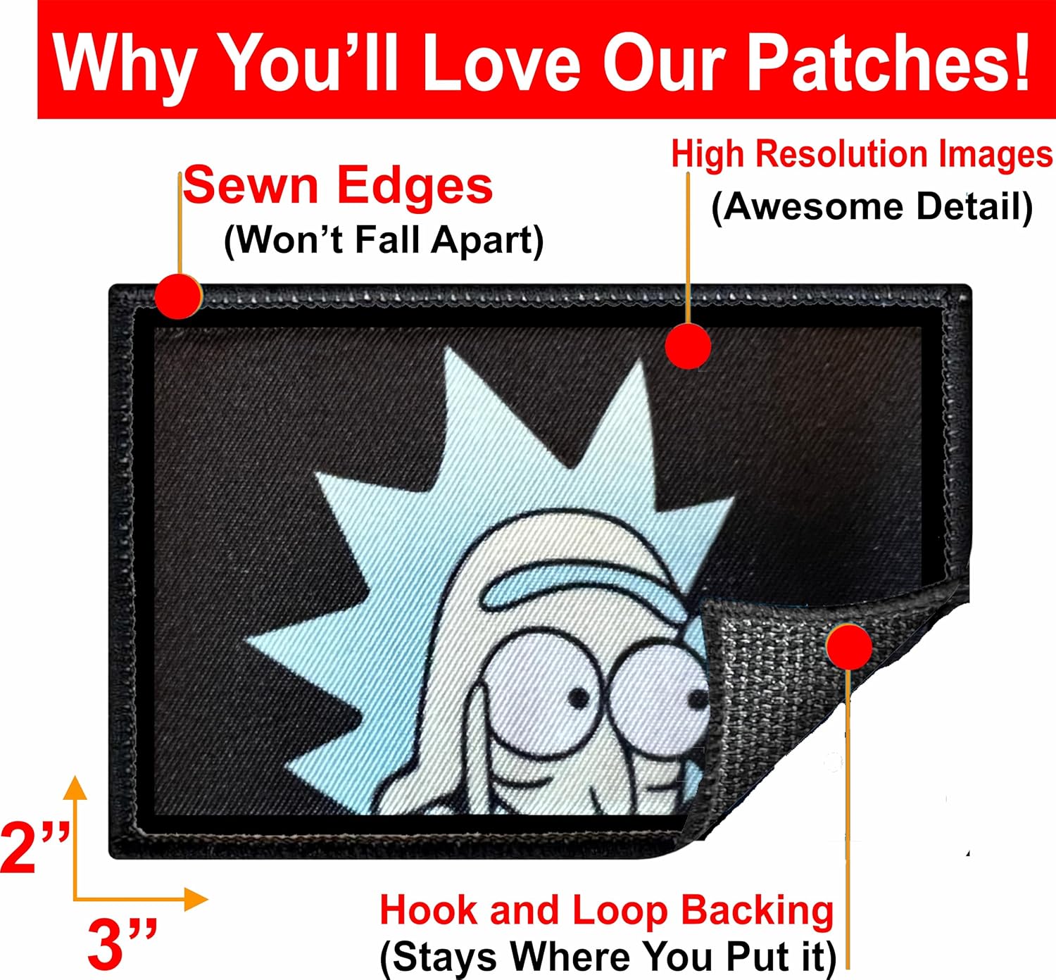 Rick Middle Finger Funny Morale Patch, 2x3 Hook & Loop image 2