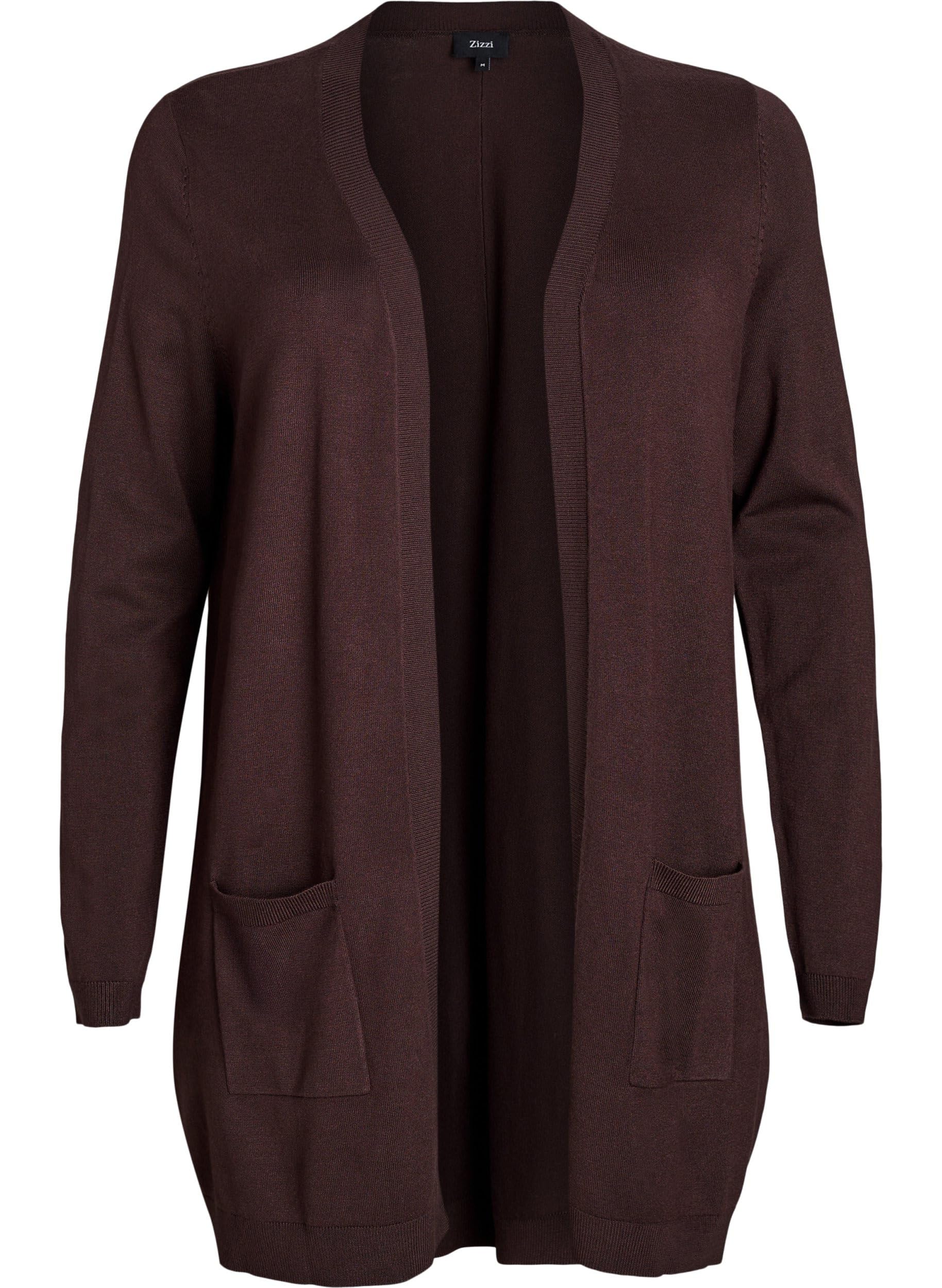 Zizzi Cardigan long pour femme - Cardigan confortable - Cardigan à manches longues avec poches - En mélange de viscose doux et élastique - Grande taille tendance - Taille 42-60