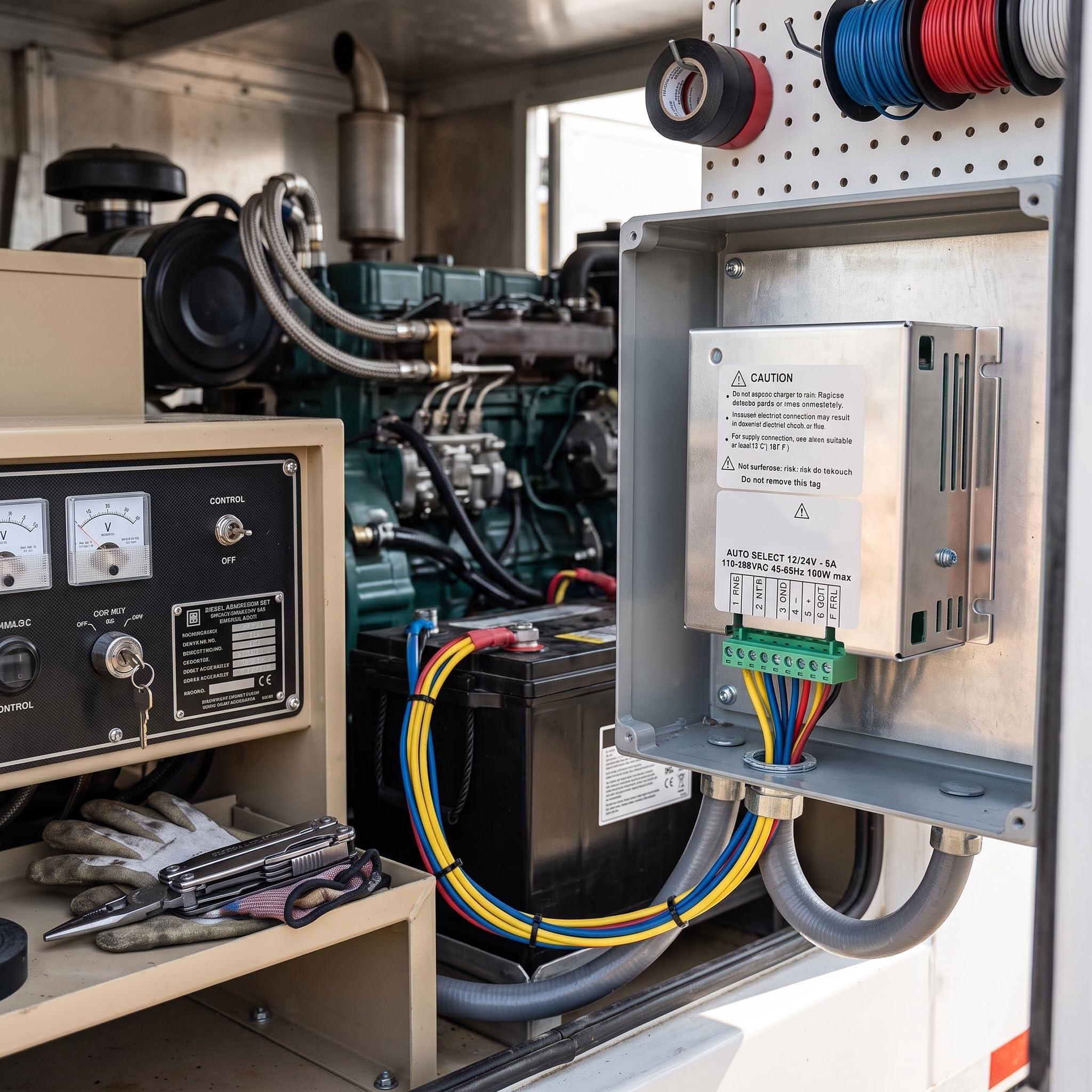 Generador Cargador de Batería Automático Regulador de Carga en 2 Fases 12V 24V para Baterías, Carcasa de Aluminio BC 5A para Generadores