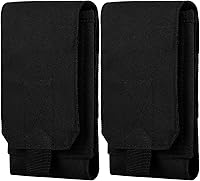 Vista 1 de Weewooday 2 Pcs Molle Phone Pouches, 1000d Nylon Universal Tactical Cell Phone Pouch Holsters Army Holders for Men Belt, Black