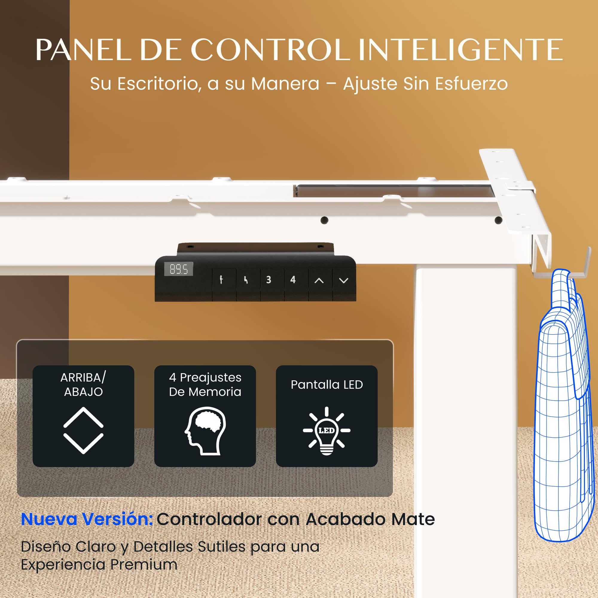 FLEXISPOT E1 Pro Escritorio Elevable Eléctrico 2 Motores Altura Ajustable | Compatible con tableros de 120-180 cm, soporta hasta 100 kg, panel con 4 memorias y garantía de 5 años, Blanco