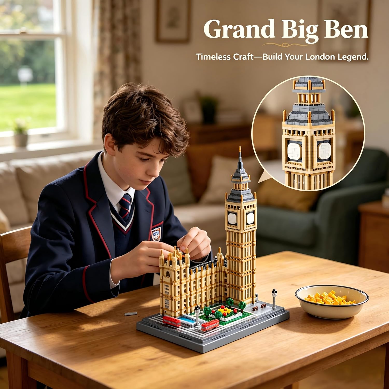 Komvoor World Famous Architecture Micro Building Blocks Set 6473 PCS - London Big Ben DIY Collectible Model for Lovers, Adults or Teens Ages of 14+, in Living Room or Office Decorative Items